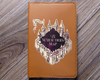 Harry Potter notebook, Harry Potter inspired notebook, leather notebook, unique notebook, Marauder's map notebook, hogwarts notebook