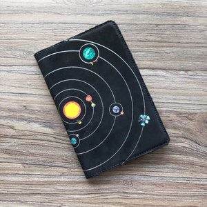 Outer Wilds notebook, Outer Wilds inspired notebook, leather notebook, unique notebook, Mobius Digital, videogame, Nomai, time loop
