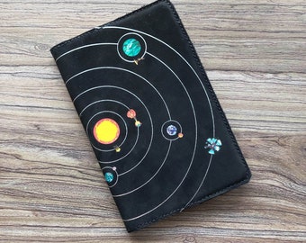 Outer Wilds notebook, Outer Wilds inspired notebook, leather notebook, unique notebook, Mobius Digital, videogame, Nomai, time loop