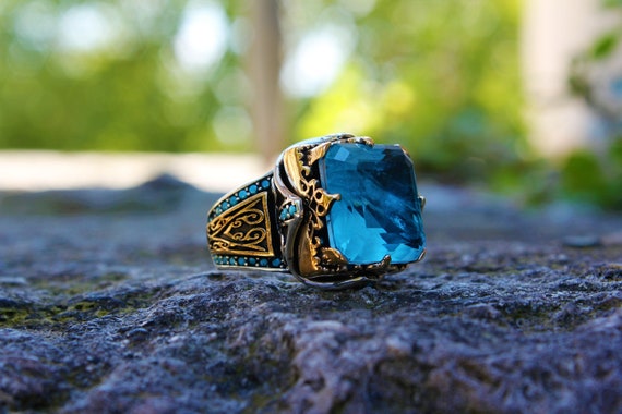 Mysterium Collection Sterling Synthetic Aqua Blue Spinel Ring – Symmetry  Inc.