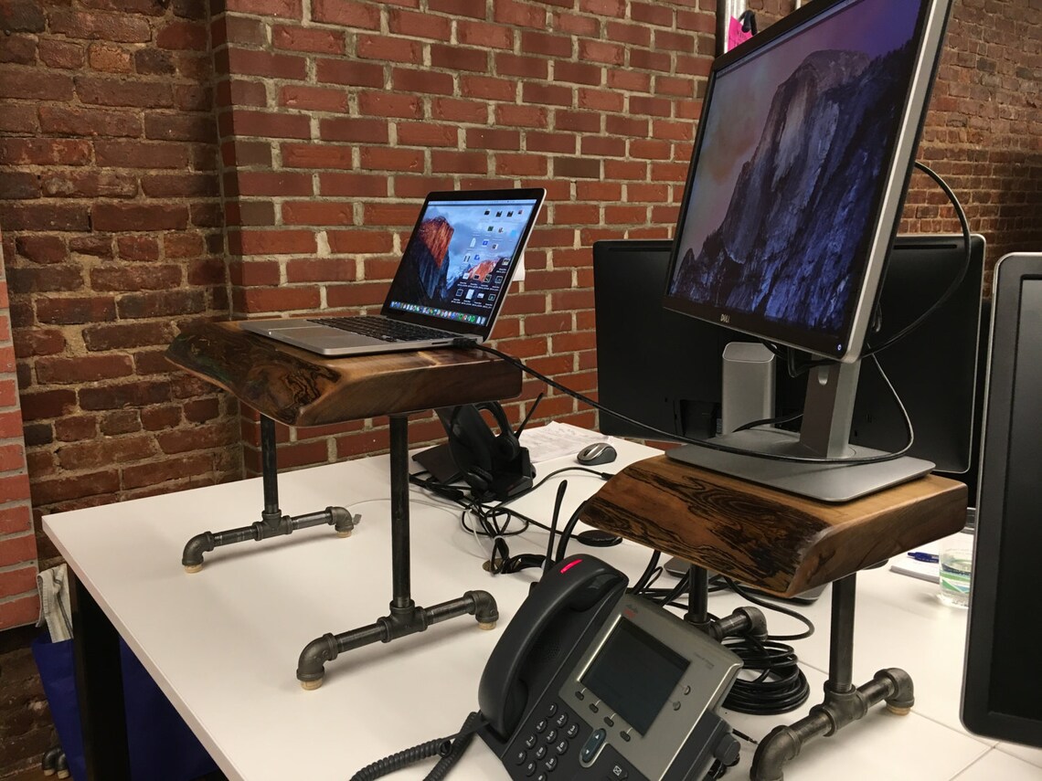 Live Edge Elm Stand up Desk Kit Etsy