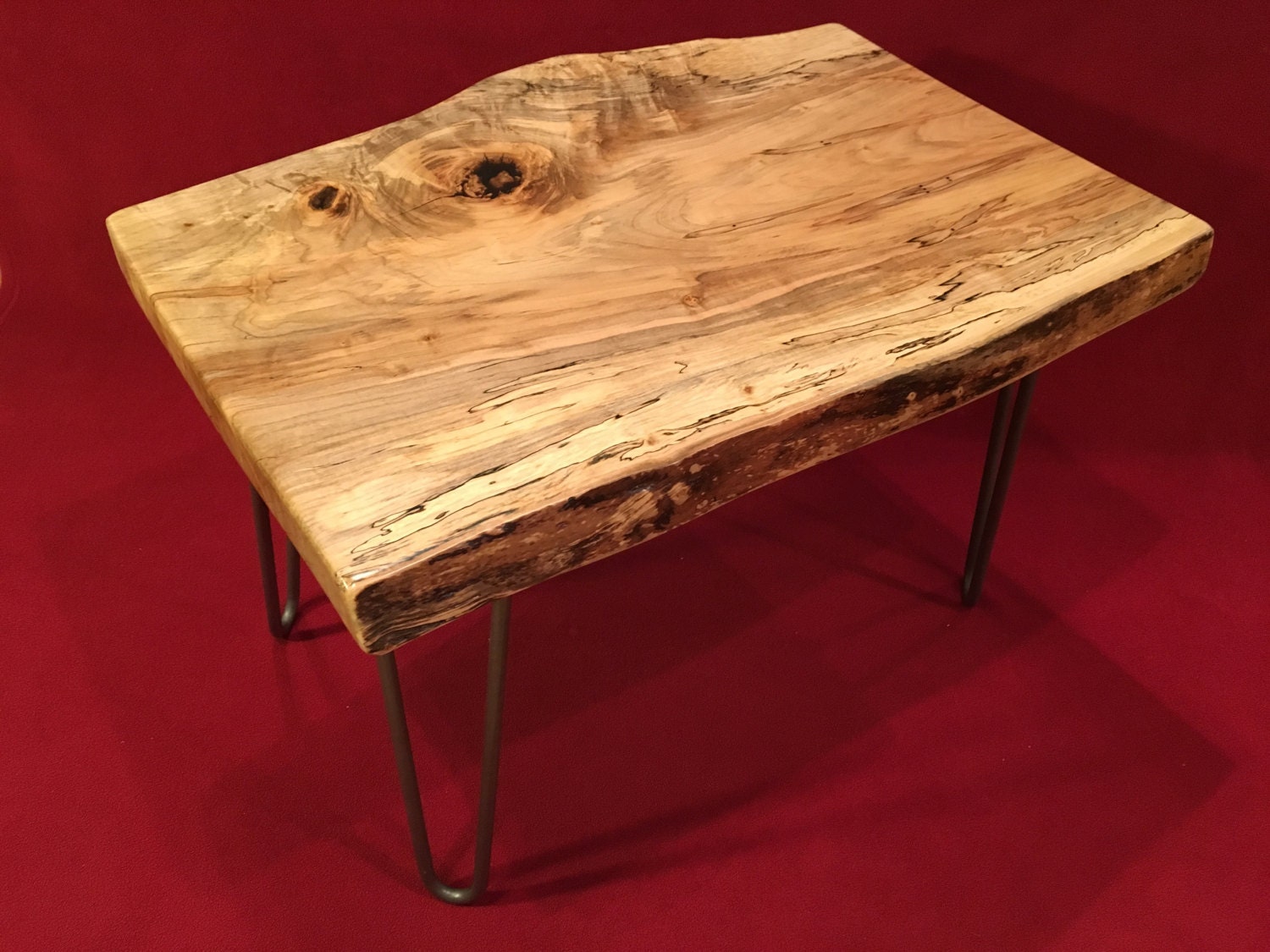 Live Edge Maple Wood Side Table Etsy