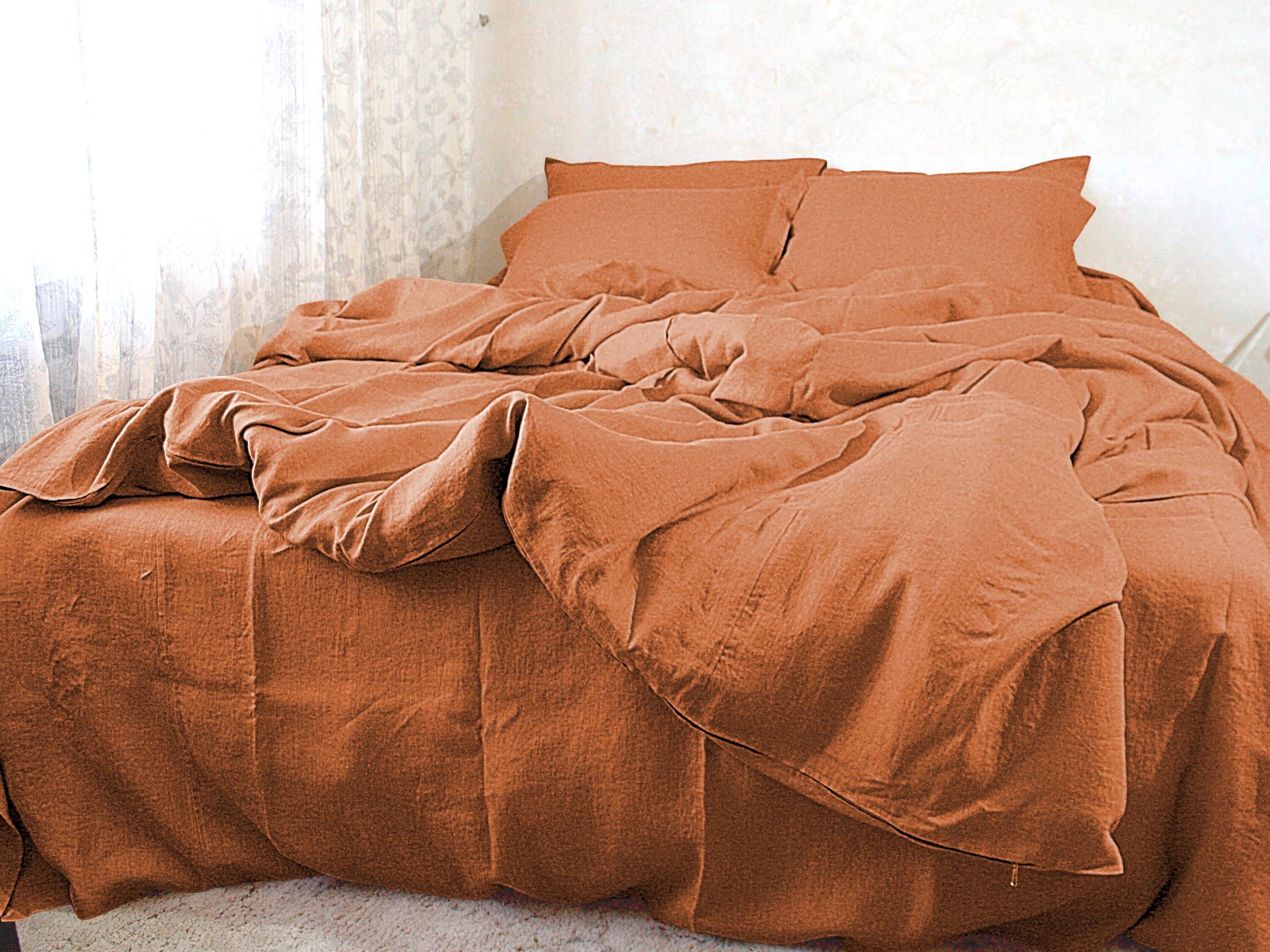 Linen bedding European set in Burnt orange Farmhouse Duvet Etsy