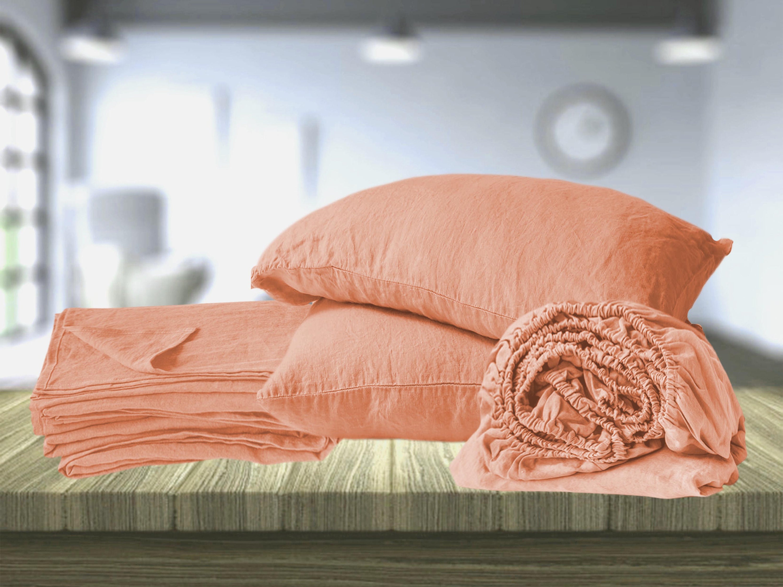 Linen Flat sheet in Peach. Top bed sheets from organic flax Etsy
