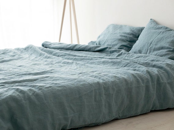 Linen Bedding Set Dusty Blue Duvet Cover Set Duvet Cover 2 Etsy