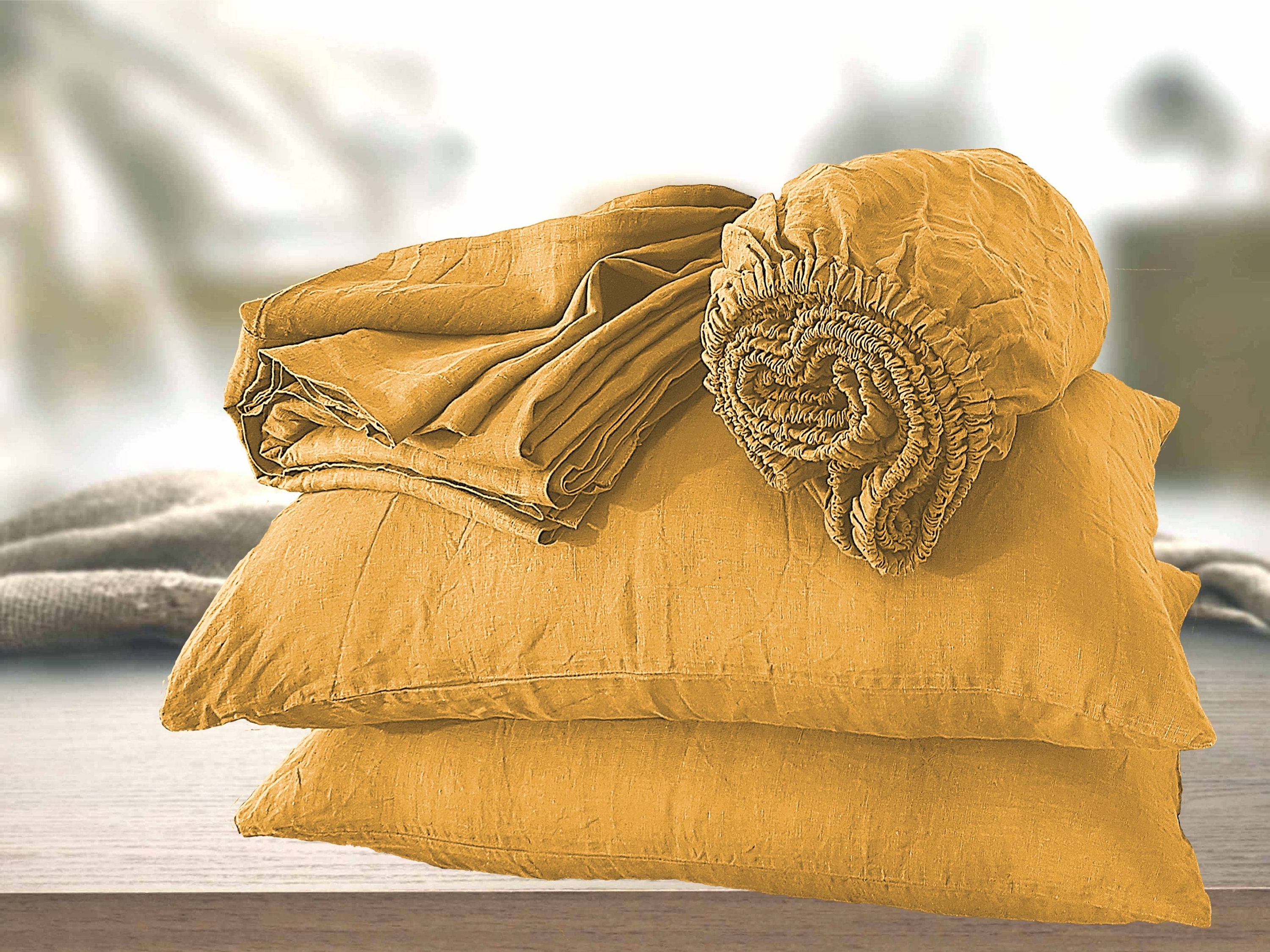 Natural Linen Pillow case in Saffron color with envelope Etsy