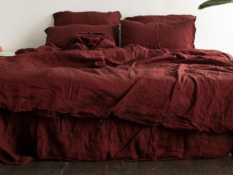 Linen Duvet Cover Burgundy Linen Bedding Handmade Duvet Cover Etsy