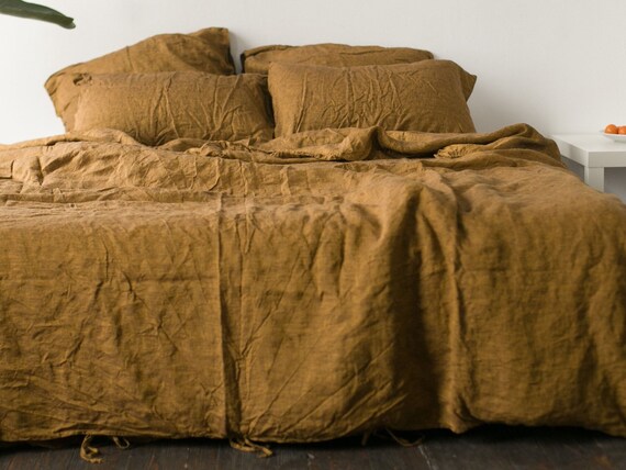 Linen Duvet Cover Bronze Linen Bedding Handmade Duvet Cover Etsy