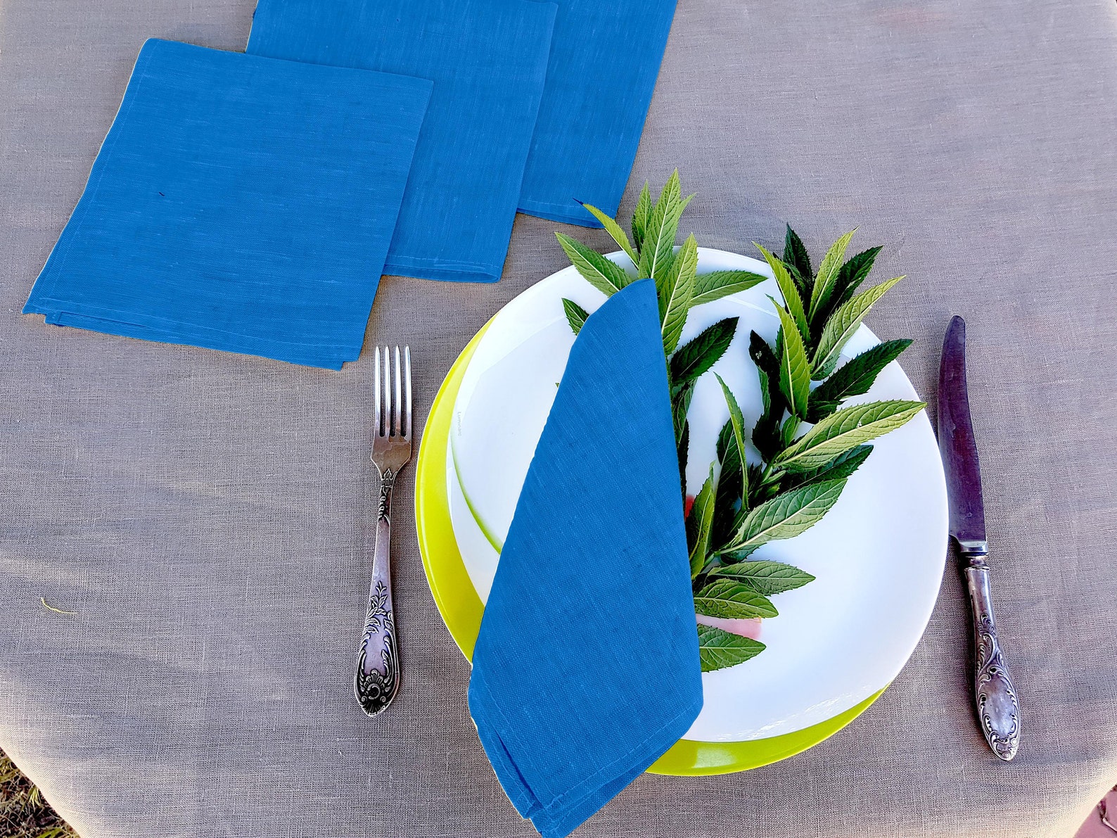Royal Blue Table napkins set of 4 6 8 napkins. Set of linen Etsy