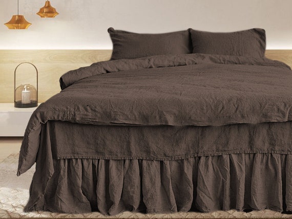 Soft Linen Bedding Set In Brown Linen Duvet Cover Set Of 3 Etsy