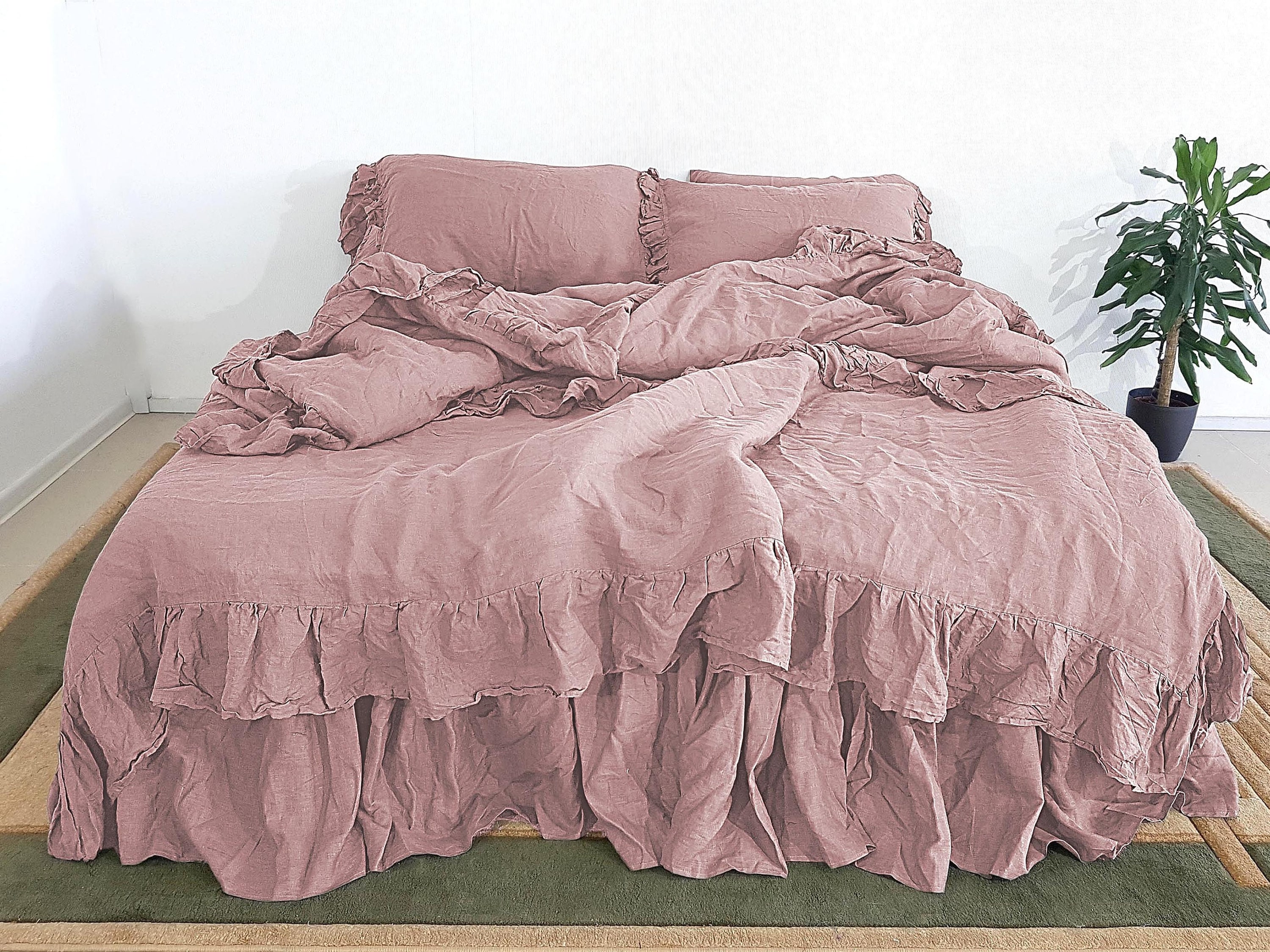 Ruffled Linen Duvet cover set Bedding set with ruffles in Etsy