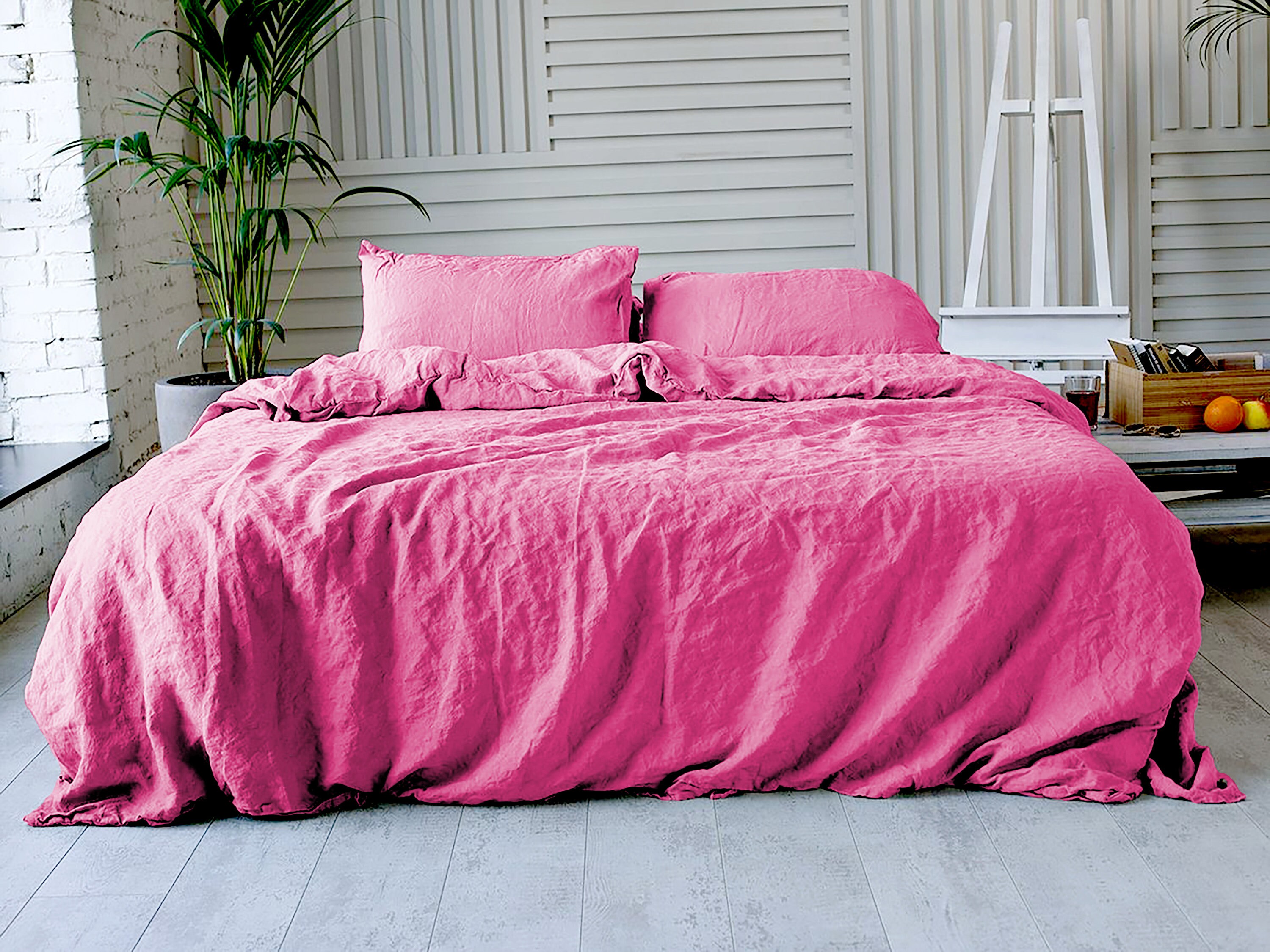Bright pink Duvet Cover 2 Pillowcases Fitted sheet in Etsy