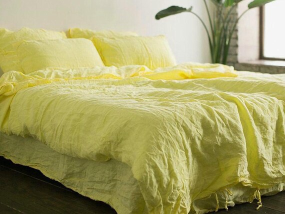 Linen Bedding Set Yellow Duvet Cover Set Duvet Cover 2 Etsy