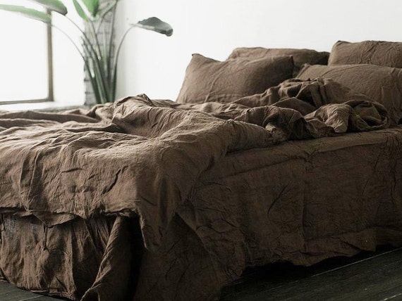 Linen Bedding Set Brown Duvet Cover Set Duvet Cover 2 Etsy