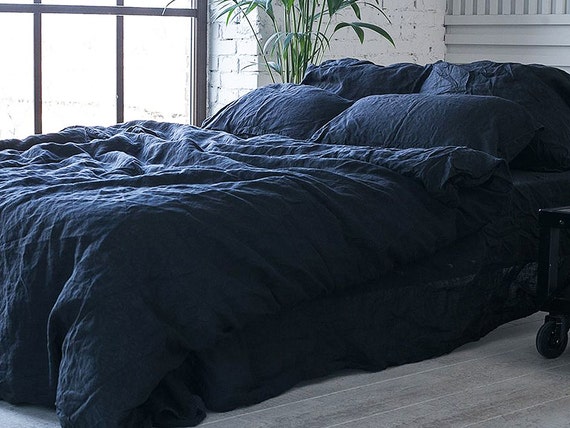 Linen Bedding Set Navy Duvet Cover Set Duvet Cover 2 Etsy