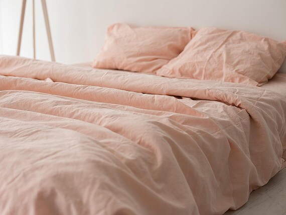Linen Bedding Set Peach Duvet Cover Set Duvet Cover 2 Etsy