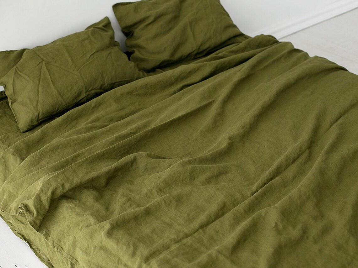 Linen bedding SET Olive Duvet Cover set Duvet Cover 2 Etsy