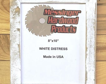 8”x10” White Distress Rough Sawn Picture Frame