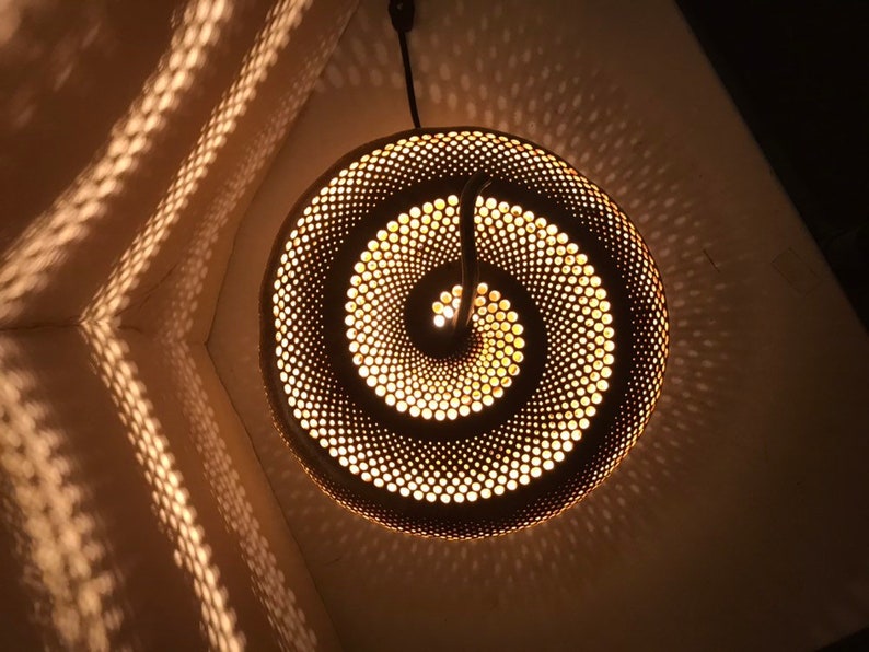 Unique Handmade Eclectic Home Decor Lighting Large Spiral Gourd Lamp