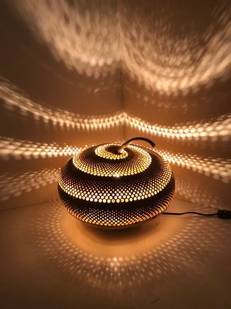 Unique Handmade Eclectic Home Decor Lighting Large Spiral Gourd Lamp