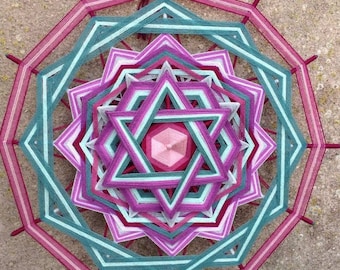 Love, healing and personal transformation Mandala, Woven mandala, yarn Mandala, huichol art ojo de dios handmade wall hanging, boho decor