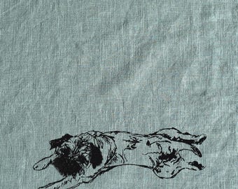 Border Terrier coloured Linen Tea Towel