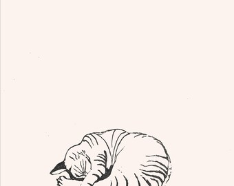 Sleeping Cat Tea Towel