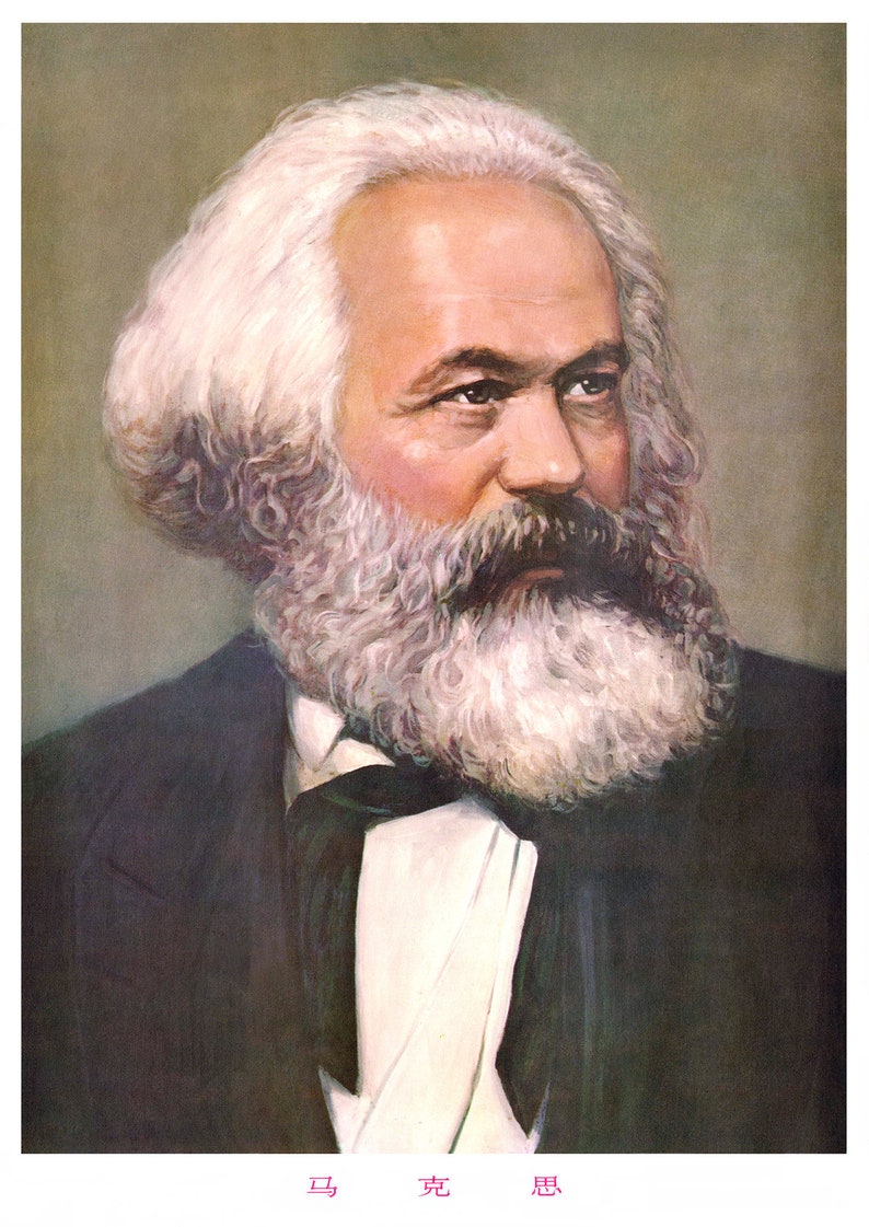May include: A portrait of Karl Marx, a German philosopher, economist, historian, sociologist, political theorist, journalist and revolutionary socialist. He is known for his theories about capitalism and communism.