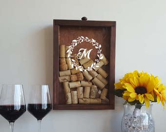 Wine Cork Shadow Box - Last Name or Initial