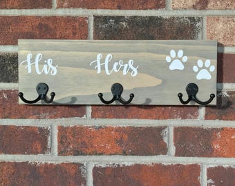 Hond/kat/pootafdruk voor hem, haar en haar: riem/sleutelhaakhouder