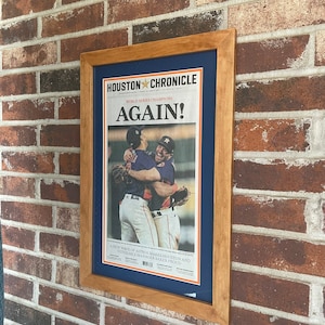 2022 World Series CHAMPS Astros Newspaper Framed - solid cherry wood