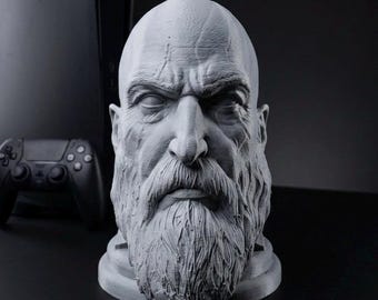 Kratos Kopfhörerständer, God of War Büste, Gamer Schreibtisch Dekor, 3D gedrucktes Gaming Zubehör