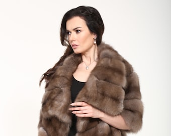 Women's Marten fur vest , apache collar