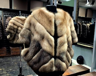 Women's fur vest, real marten fur