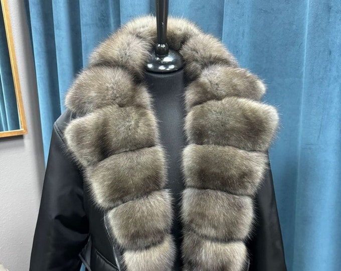 Stylish Women's Jacket with Russian Sable Fur | Trendy Bomber Jacket | Shop Now!