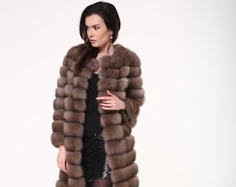 Elegant Natural Marten Fur Short Coat – Timeless Luxury