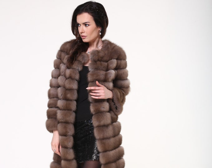 Elegant Natural Marten Fur Short Coat – Timeless Luxury