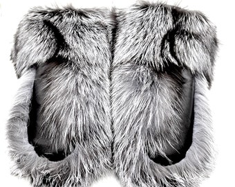 Luxury Silver Fox Fur Mittens – Ultimate Warmth & Elegance