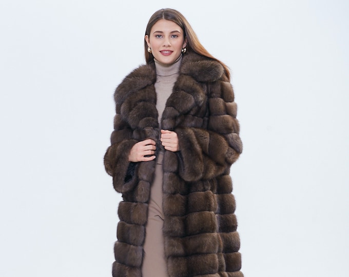 Exquisite Handmade Dark Russian Sable Fur Coat: Timeless Elegance for Every Occasion