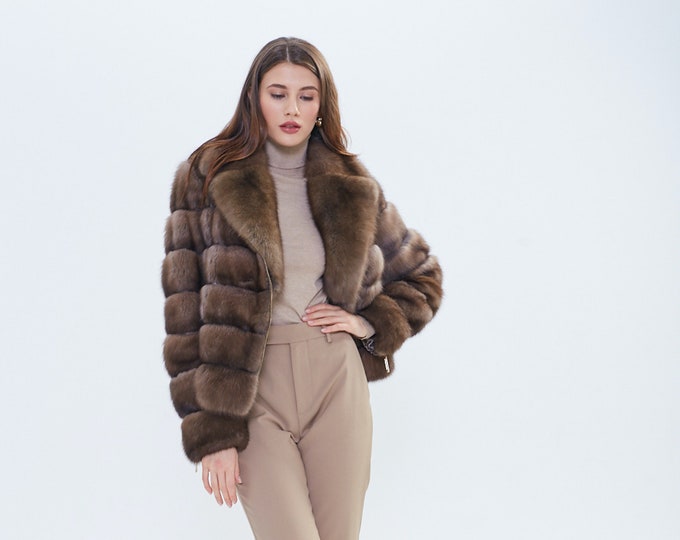 Exquisite Women's Coat with Russian Sable and Natural Python Fur