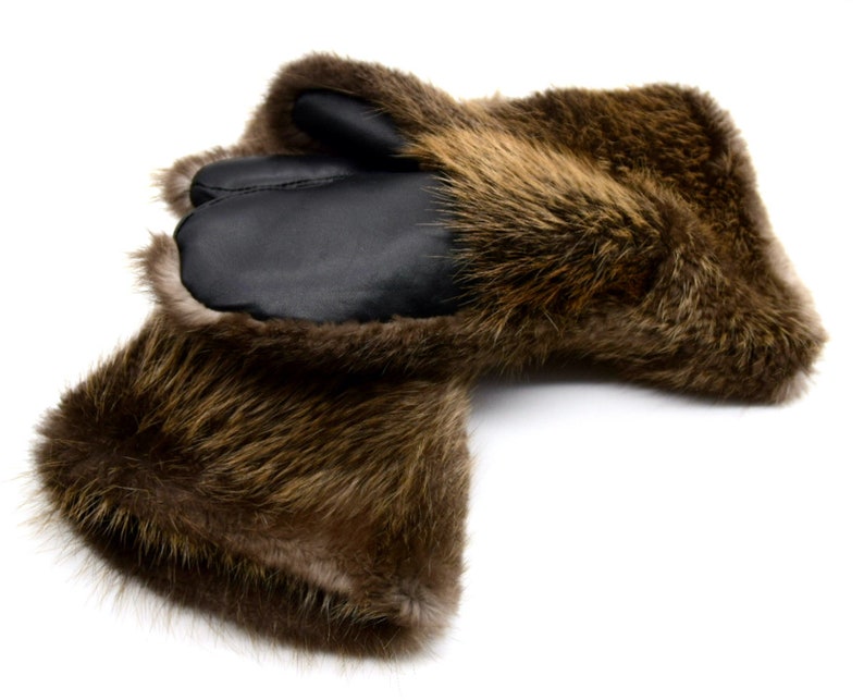 Winter men/'s long beaver fur mittens