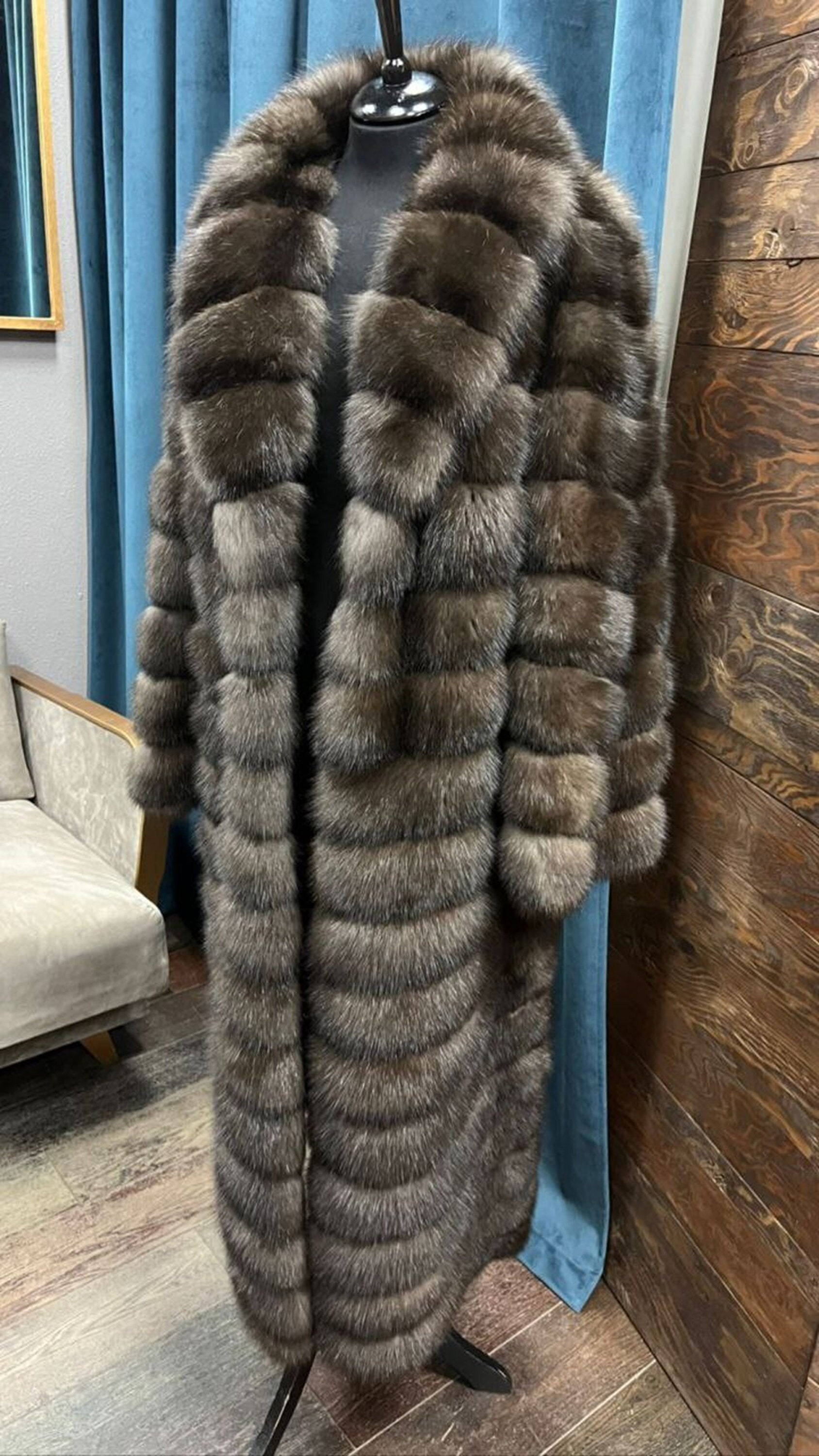 The Alexa Barguzin Sable Fur & Suede Coat