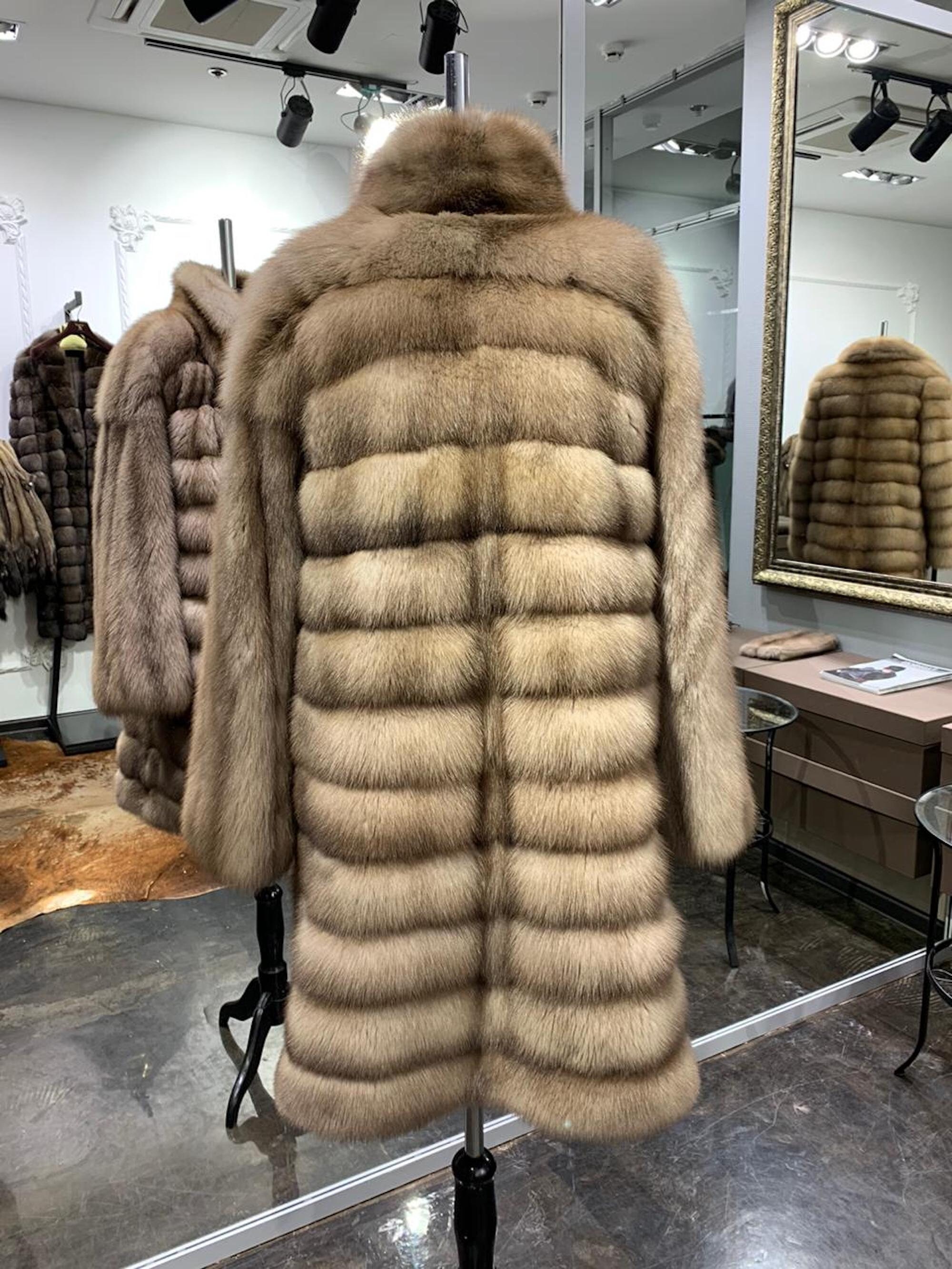 Long stylish marten fur coat