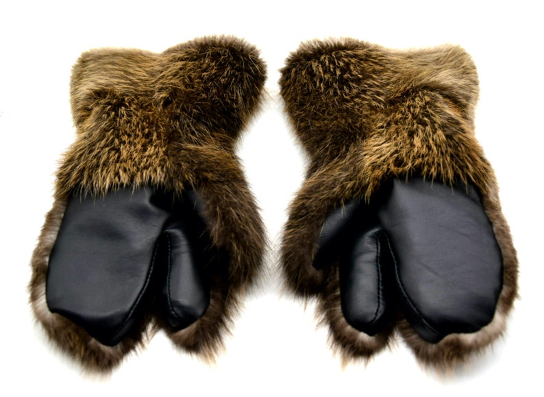 Winter men/'s long beaver fur mittens