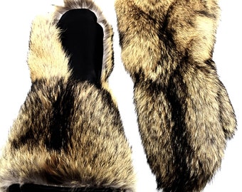men's coyote fur mittens