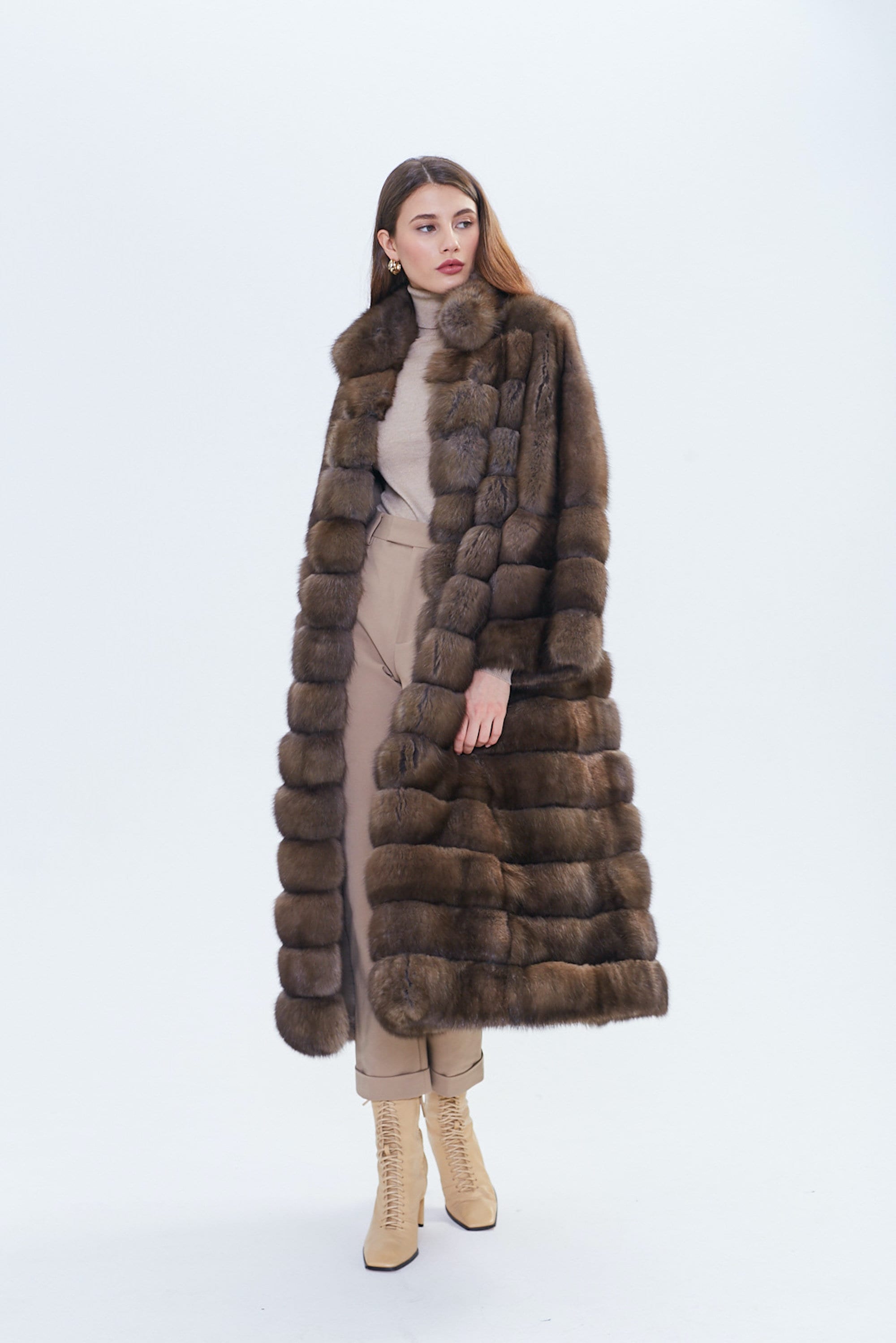 Long Fur Coat Real Russian Sable Fur