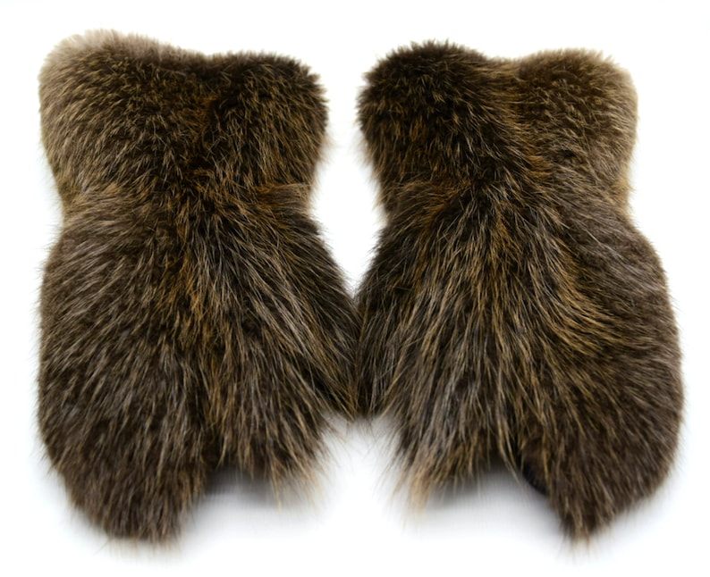 Winter men/'s long beaver fur mittens