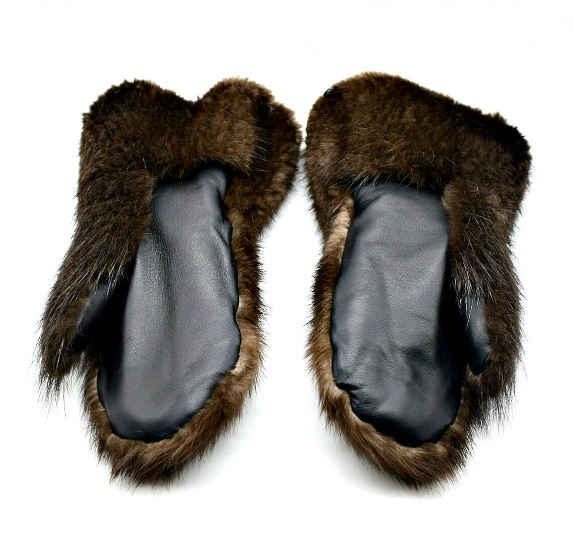 Winter Long Men's Beaver Fur Mittens Etsy