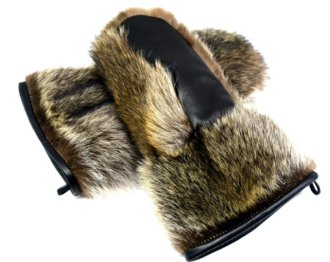 Men’s Long Raccoon Fur Mittens – Ultimate Warmth & Durability
