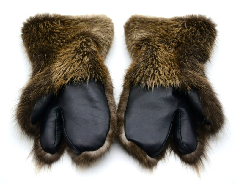 Winter men/'s long beaver fur mittens
